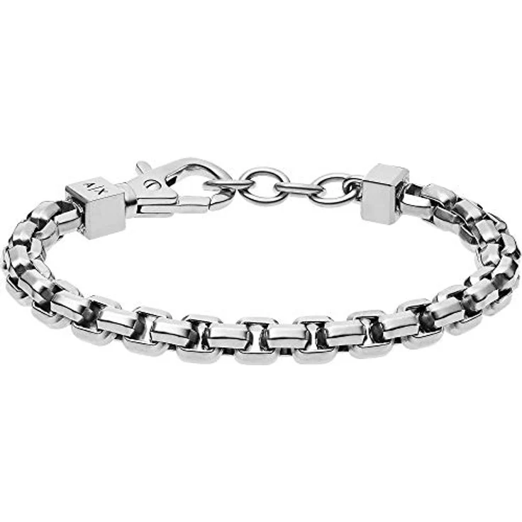 Armani Exchange AXG0045040 Herren-Armband, Silber Edelstahlarmband mit Karabinerverschluss, Maße L 24mm x B 15,5mm x H 6,2mm, in Geschenkbox – Bild 1