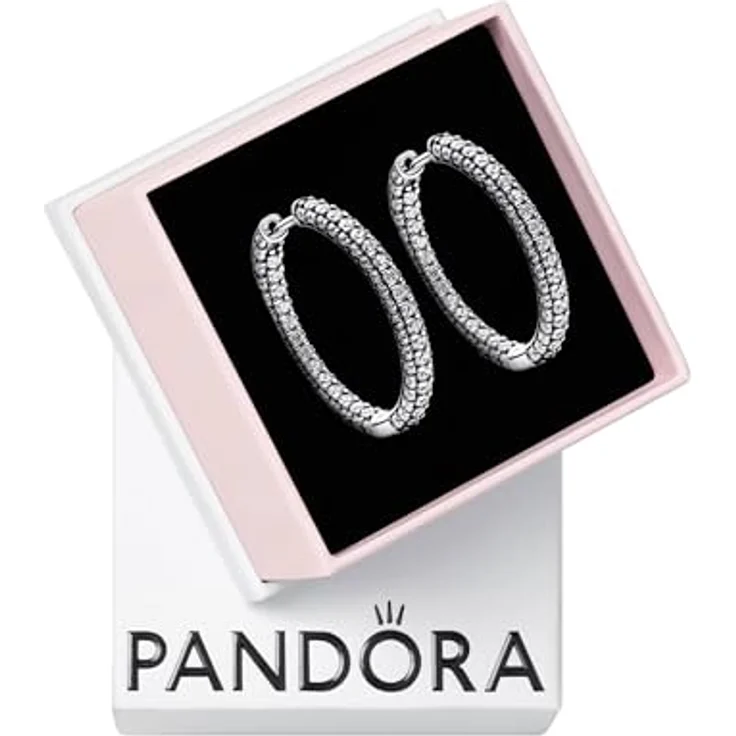 PANDORA Timeless Einreihige Pavé Ohrringe aus Sterling Silber mit 198 Zirkonia, D-Form – Bild 1