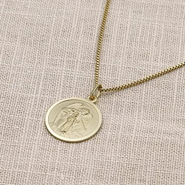 trendor Schutzengel Anhänger Ø 18 mm Gold 333 an goldplattierter Venezianerkette, elegantes Schmuckstück für Damen und Herren, 45 cm, hochwertige Geschenkidee – Bild 3