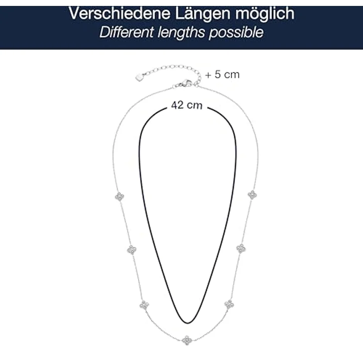 JEWELS BY LEONARDO Halskette Ciao Lisette, silberfarbener Edelstahl mit 7 blütenförmigen Zirkonia-Elementen, verstellbar von 42-47 cm, Schmuck Geschenk für Frauen – Bild 2