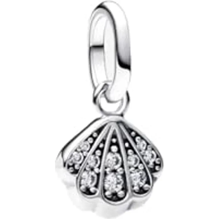 PANDORA ME Funkelnde Muschel Mini-Charm-Anhänger, Sterling Silber mit Zirkonia, kompatibel mit Pandora ME und Moments Kollektion, 793855C01