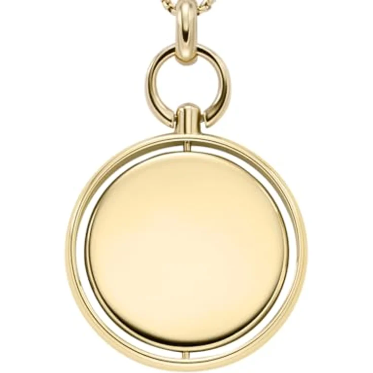 Fossil Goldfarbene Edelstahlkette mit Karabinerverschluss, Runde Halskette mit Anhängern, poliertes Finish – Bild 3