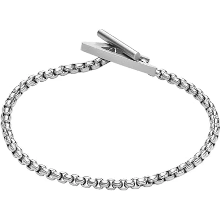 Diesel Herren-Gliederarmband Edelstahl, DX1476040, silberfarben, gebürstetes Finish, Knebelverschluss – Bild 3