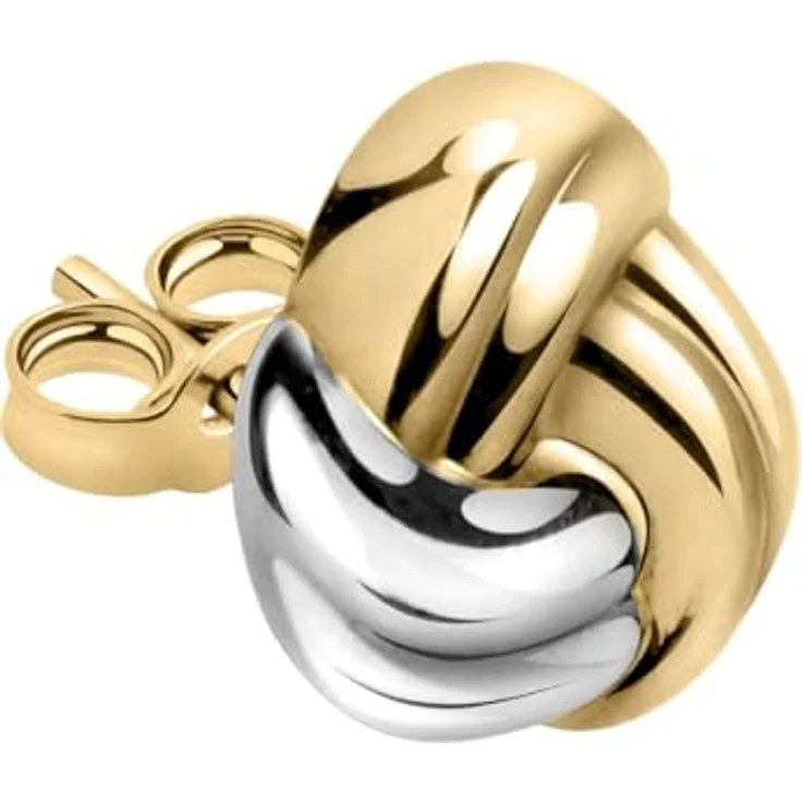 CHRIST Damen-Ohrstecker Bicolor 585er Gelbgold und Weißgold, mittlere Größe 0,9 cm – Bild 2