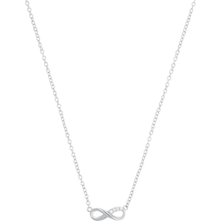 s.Oliver Damen-Halskette mit Infinity Anhänger, Zirkonia in 925 Sterling Silber, rhodiniert, 40-45 cm verstellbar