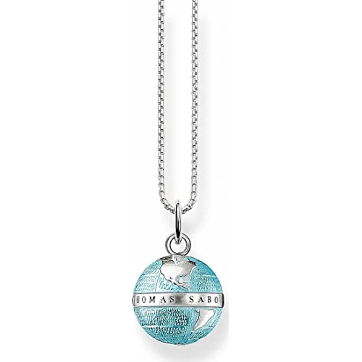 THOMAS SABO Damen-Kette 925er Silber, blauer Kettenanhänger, One Size, Trendy