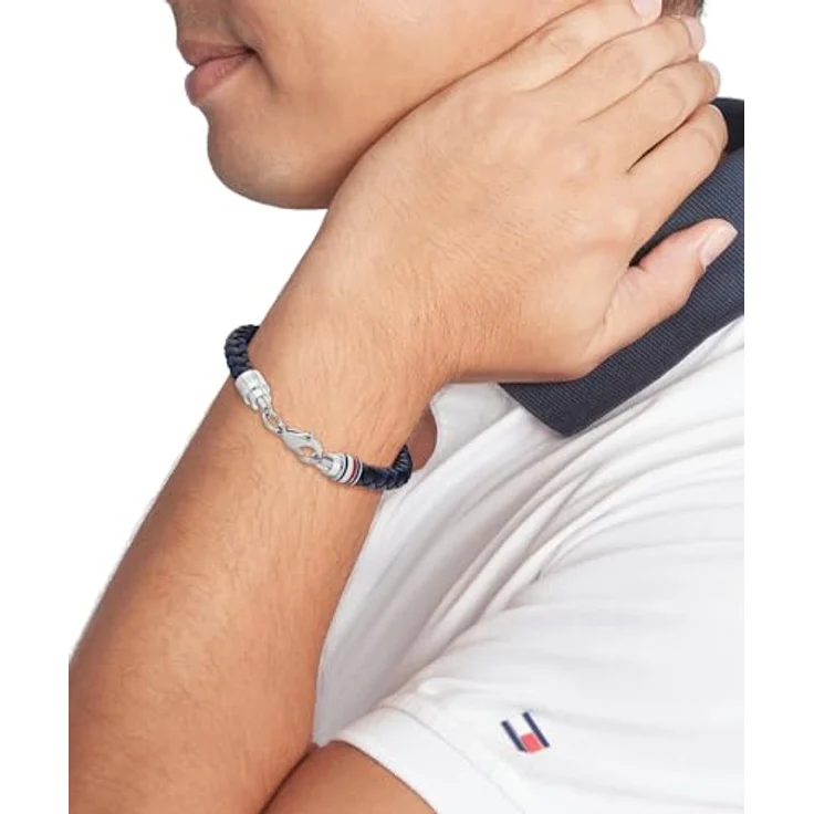 Tommy Hilfiger Geflochtenes Lederarmband für Herren, Marineblau mit Edelstahlverschluss, 19 cm Innenumfang - 2790634 – Bild 3
