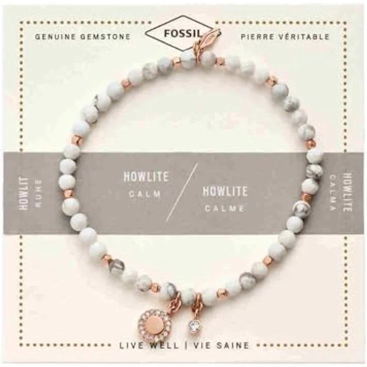 Fossil Armband JA6934791, Edelstahlarmband mit Glassteinen, Länge ca. 16,5 cm