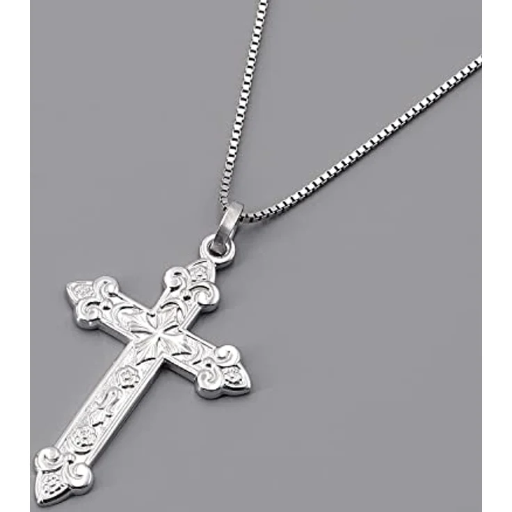 trendor Herren-Halskette mit orthodoxem Kreuz 35 mm, 925 Silber, Venezianer-Kette, 50 cm, elegantes Geschenk in Schmuck-Box – Bild 3