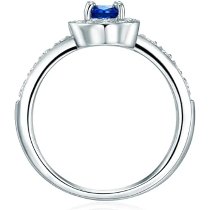 Trilani Damen-Entouragering Diana, Sterling Silber mit blauen und weißen Zirkonia, Verlobungsring, 2,8 mm Ringschiene, rhodiniert – Bild 2