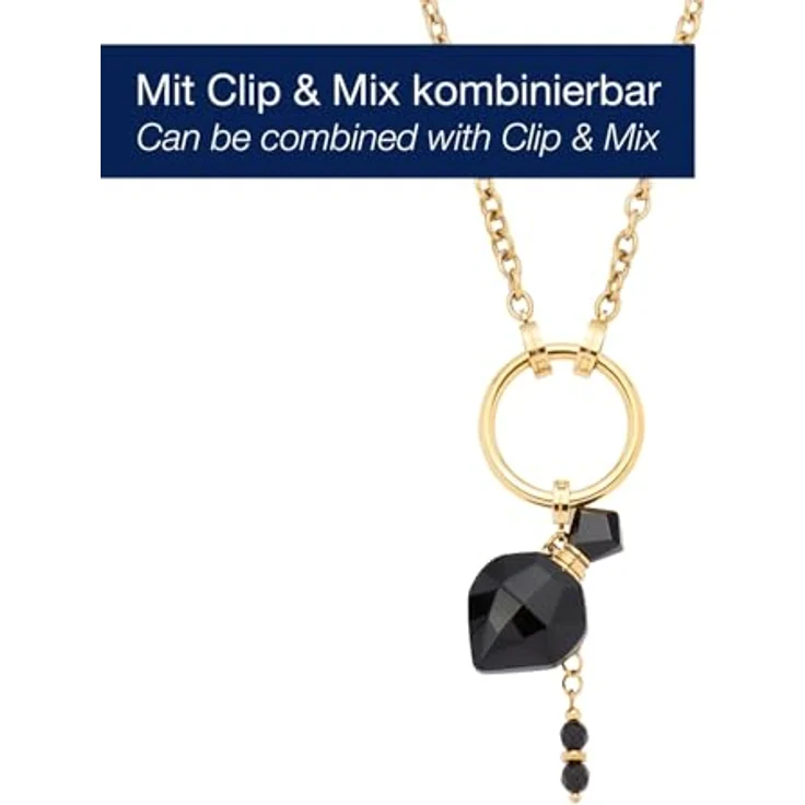 JEWELS BY LEONARDO Halskette Delica, lange Kette aus goldfarbenem Edelstahl mit schwarzen Glassteinen und Mini-Flakon, 80-82,4 cm, Clip & Mix System – Bild 2