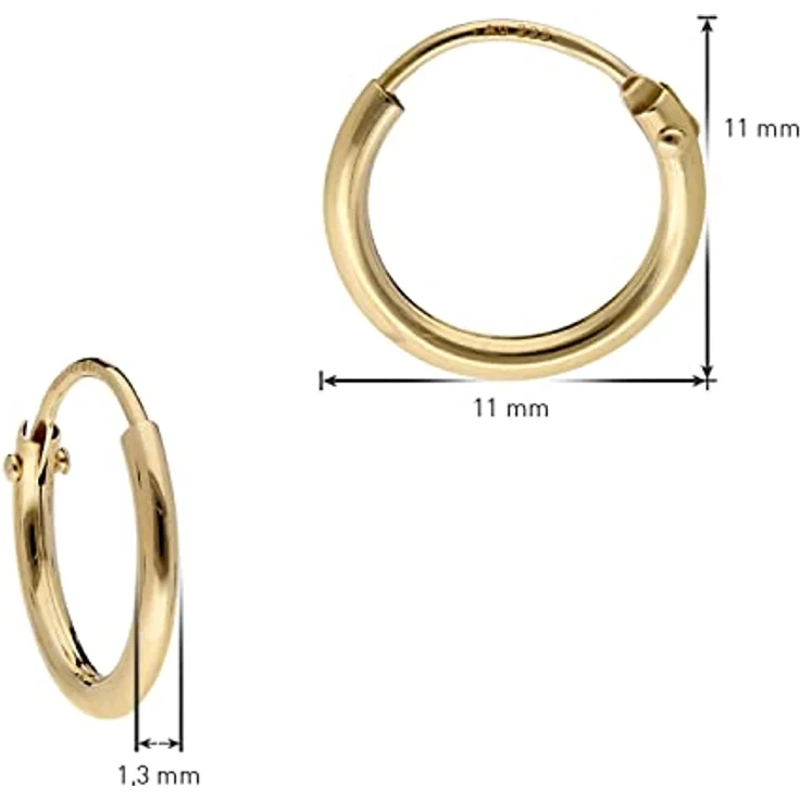 trendor Damen-Ohrringe Gold 333 / 8K Creolen, 1,3 mm Breite, Ø 11 mm, eleganter Schmuck aus Echtgold, klassisches Design, Geschenkidee in Schmuck-Box – Bild 4