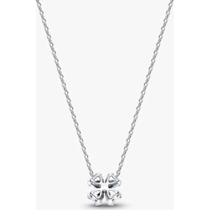 PANDORA Timeless Halskette Kleeblatt Anhänger, 925 Sterling Silber mit Cubic Zirkonia, 45 cm Damen Kette Glückssymbol – Bild 3