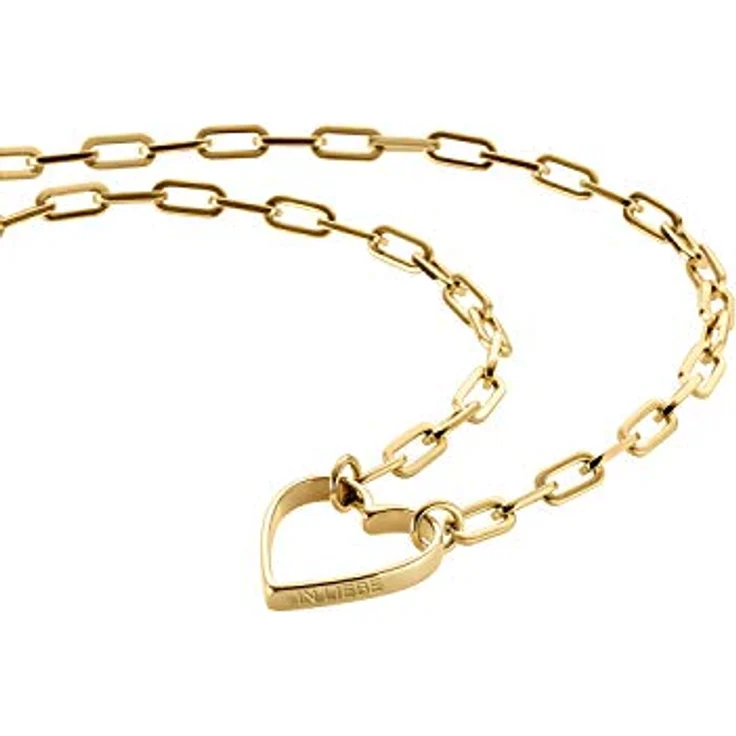 LIEBESKIND Berlin Damen-Collier Herzette, Edelstahl vergoldet, Länge 32-45 cm, Federringverschluss – Bild 3
