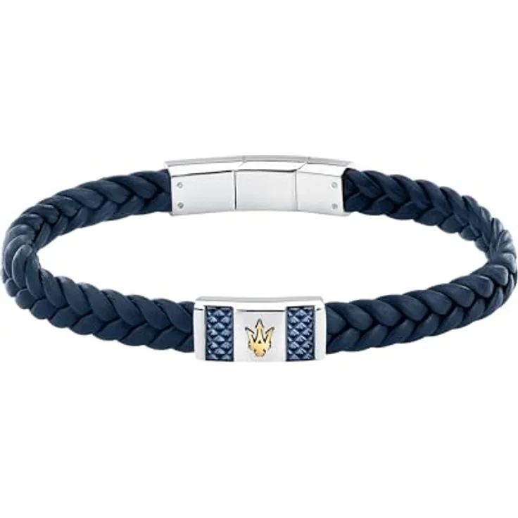Maserati Herrenarmband JM4249IK03, aus Stahl und Naturleder, RECYCLED LEATHER-Kollektion, 19 + 1 cm, mit 2-jähriger Garantie