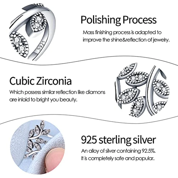 KUNSIR 925 Sterling Silber Damenring, Liebesknoten Criss Cross Design mit Zirkonia, Größe R1, Geschenkverpackung – Bild 2