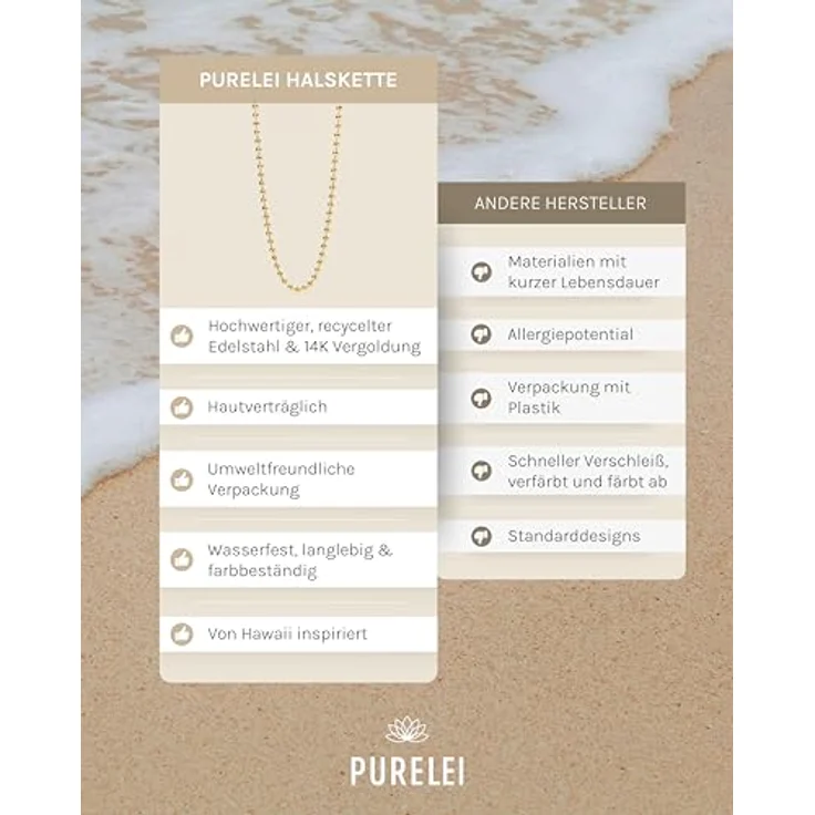 Purelei Kette ohne Anhänger Bubble, Kugelkette aus 14K vergoldetem Edelstahl, gold – Bild 4