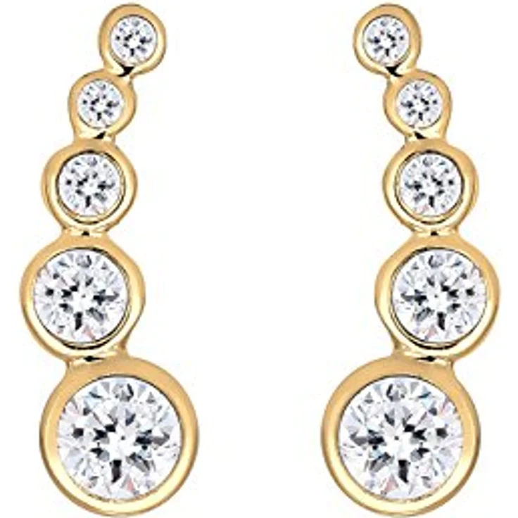 Elli Earcuffs Silber 925 Vergoldet 24K, Ohrmanschetten Damen Ohrringe mit Kristallen 0.015ct, 0.06ct, 0.1ct, 0.24ct, Länge 17.5mm – Bild 2