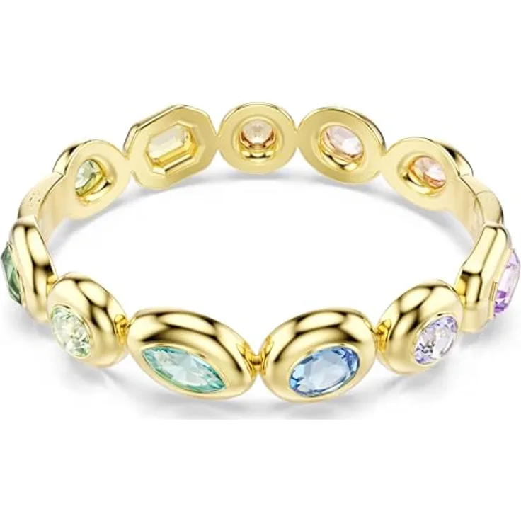 Swarovski Gema Armreif, Mehrfarbig mit verschiedenen Schliffen, Goldlegierungsschicht, 17 cm