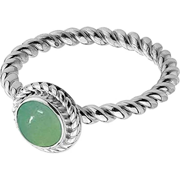 Nenalina Damenring Silber 925, Ring mit 6 mm grünem Achat Edelstein, Hochglanzpoliert – Bild 3