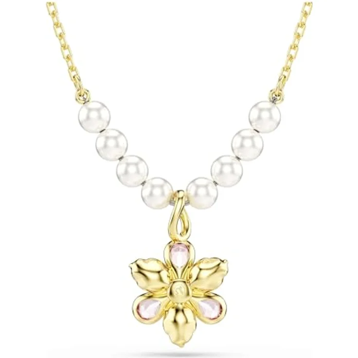Swarovski Idyllia Anhänger, Vergoldete Damenhalskette mit Farbenfrohem Blumen-Motiv und Kristallen, Länge: 38-45 cm – Bild 5