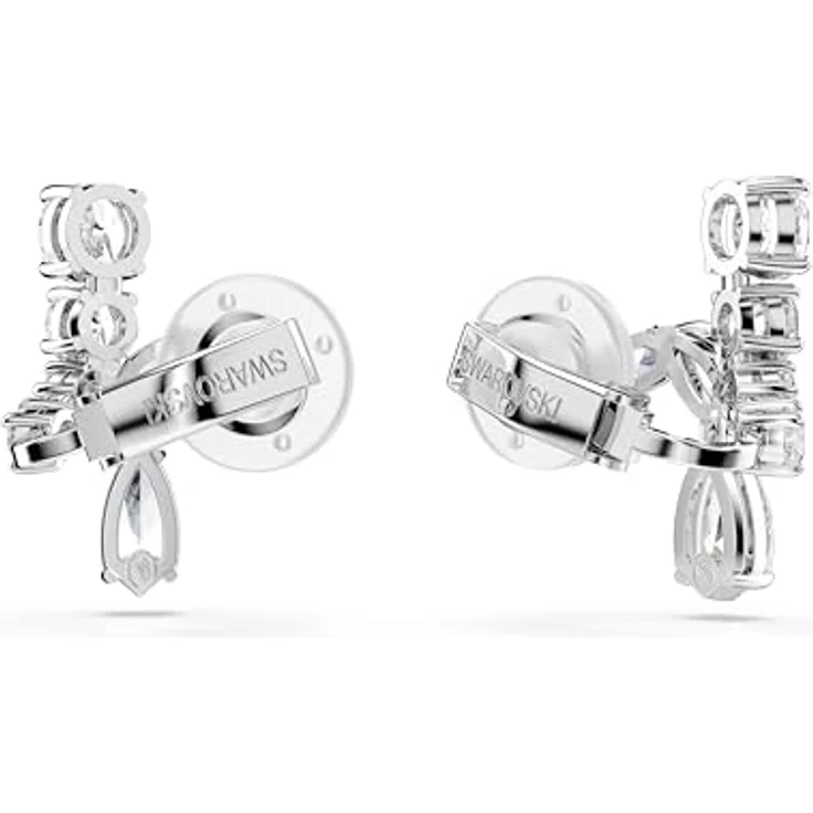 Swarovski Matrix Ohrclips, Rhodinierte Ohrringe mit Strahlenden Swarovski Kristallen in verschiedenen Schliffen, Weiß – Bild 5