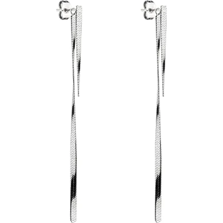 LIEBESKIND Ohrhänger Sleek Chain, Edelstahl mit variabel tragbarem Anhänger, 3 oder 7 cm Länge