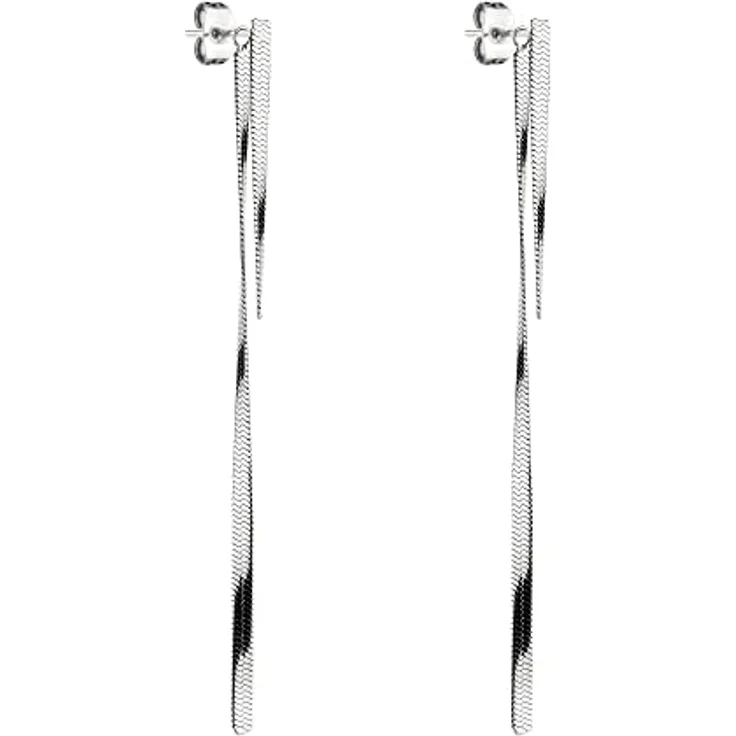 LIEBESKIND Ohrhänger Sleek Chain, Edelstahl mit variabel tragbarem Anhänger, 3 oder 7 cm Länge – Bild 1