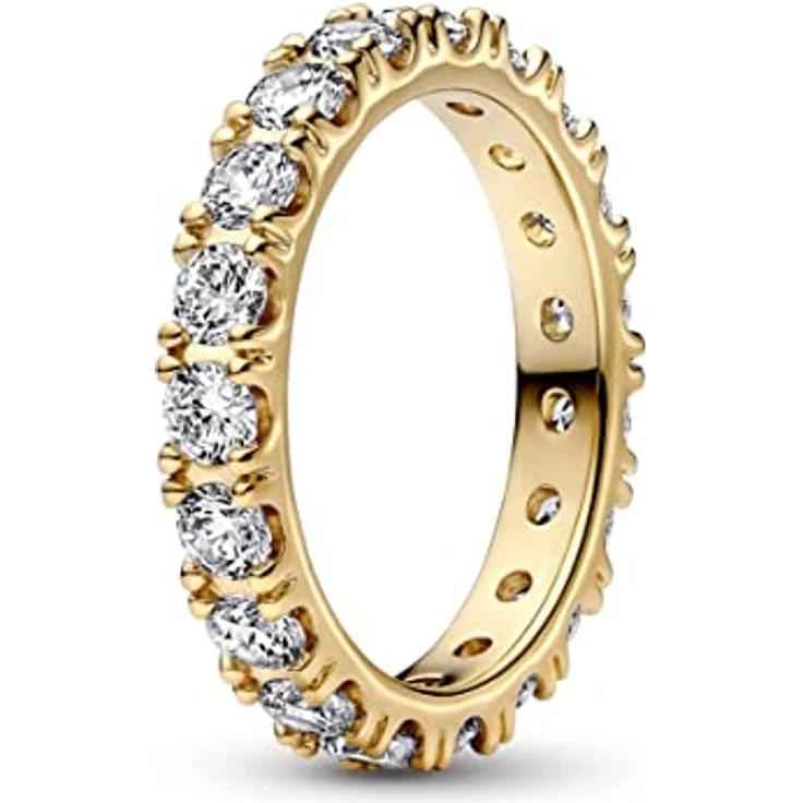 PANDORA Timeless Funkelnde Reihe Ewigkeits-Ring, 14 Karat vergoldete Metalllegierung mit klaren Cubic Zirkonia, Größe 52, 160050C01-52 – Bild 1