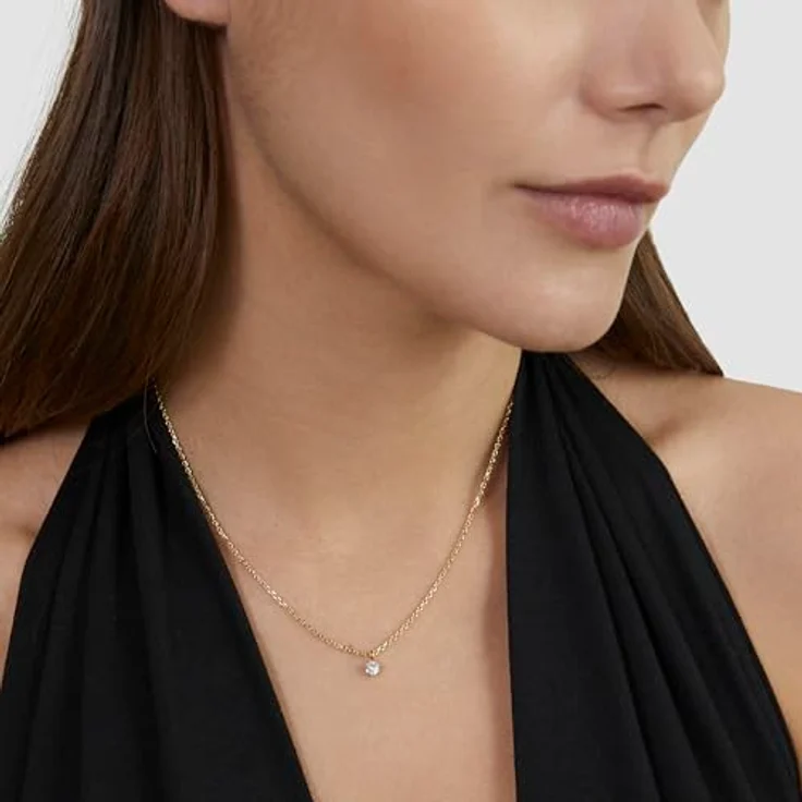 Tamaris Necklace - Halskette mit funkelndem Anhänger aus Edelstahl IP Gold, verstellbar bis 43 cm, wasserfest & hautfreundlich – Bild 4
