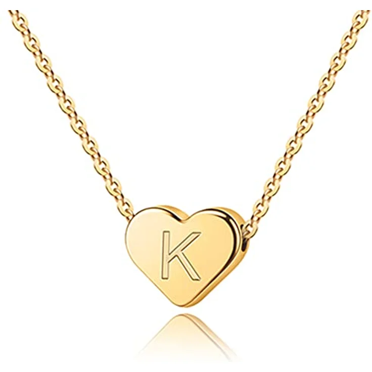 TINGN 14K Gold gefüllte Herz Halskette mit graviertem Buchstaben K, 40.5 cm + 5 cm Verlängerung, personalisiertes Geschenk für Frauen und Mädchen – Bild 1