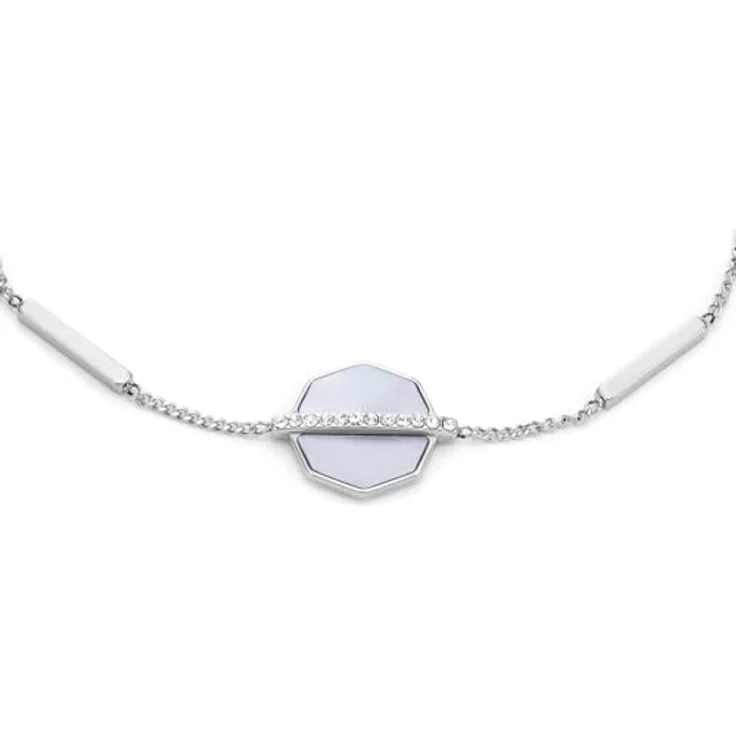 FOSSIL Damen Edelstahl Kettenarmband mit Karabinerverschluss, silberfarben, 16.5 cm Länge – Bild 3
