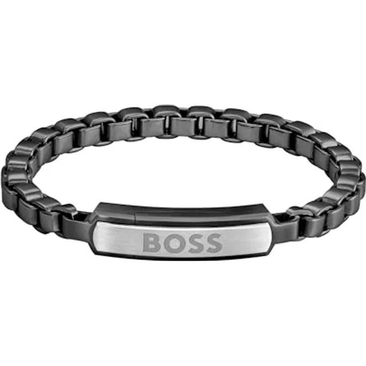 BOSS Devon, Herren Gliederarmband aus schwarzem Edelstahl mit magnetischem Verschluss, 190 mm Umfang – Bild 1