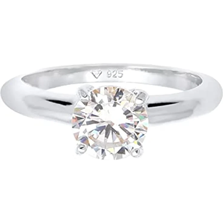 Elli Damenring Solitär mit Zirkonia Kristall, 925 Sterling Silber, zeitloses Design, handgefertigt – Bild 2