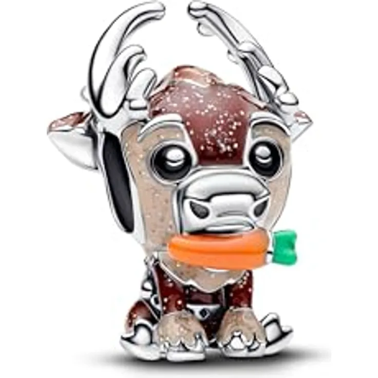 PANDORA Moments Disney Eiskönigin Sven Charm, Sterling-Silber, Handgearbeitet, Kompatibel mit Moments, 794129C01