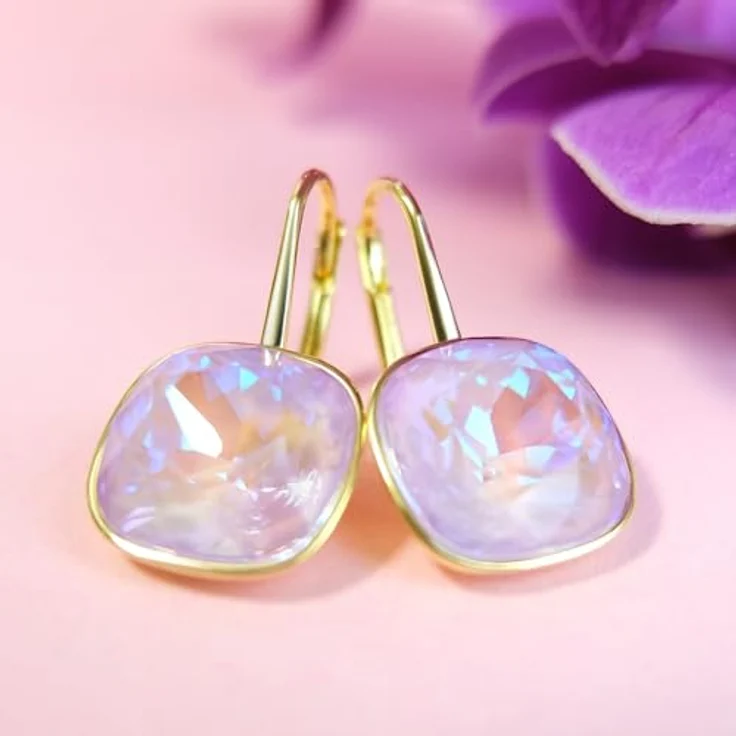 Nobel Ohrhänger Lavender Delite, 925 Silber vergoldet mit rosa Kristallen, Damen-Ohrringe – Bild 4