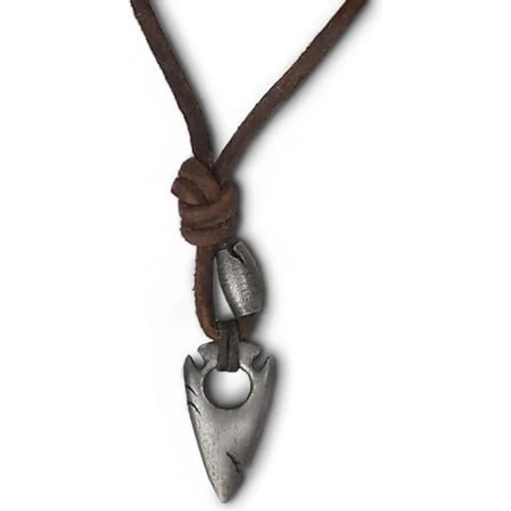 LOCAL LEAGUE Herren-Halskette 'OCEAN HUNTERS', verstellbare Lederkette mit braunem Kordel-Tanga-Seil und Pfeilspitze-Metall-Anhänger, 39-65 cm, ideal für Strand, Festivals und Clubs – Bild 1