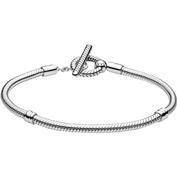 PANDORA Icons Schlangen-Gliederarmband mit T-Verschluss, 16 cm, aus Sterling-Silber, für bis zu 20 Charms – Bild 4