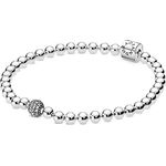 Pandora Kugelarmband, Damen-Tennisarmband aus 925er Silber mit zirkoniabesetzter Kugel und Clipverschluss