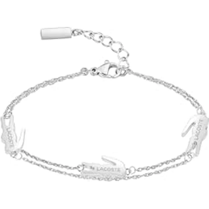 Lacoste Doppeltes Ketten-Armband CROCODILE, Edelstahl mit Krokodil-Charms, verstellbar, 2040471 – Bild 3