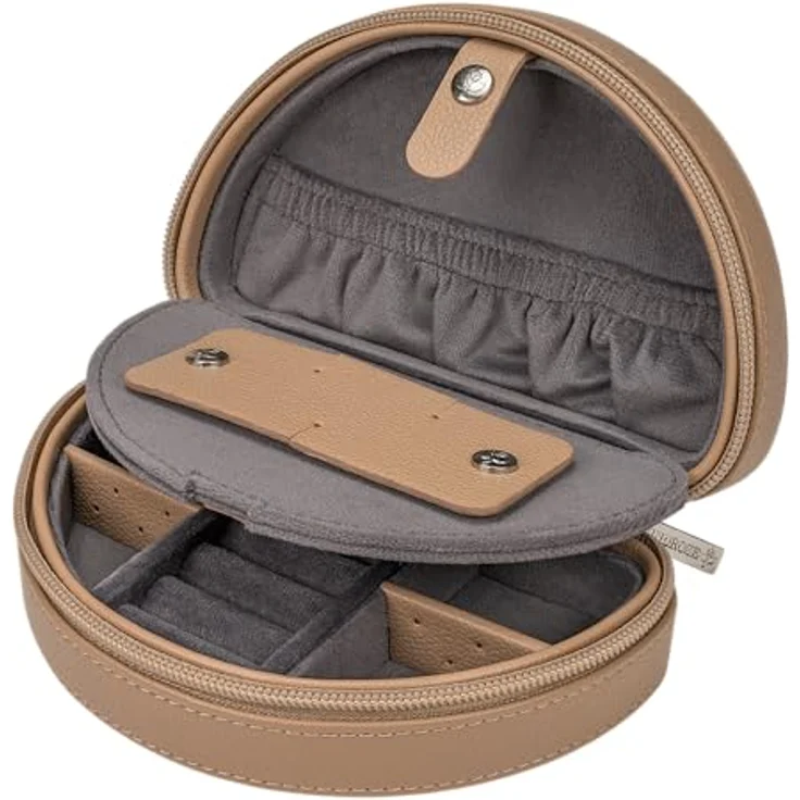 Windrose Kleines RV-Schmucketui Marvella, elegantes Accessoire in camel aus hochwertiger Lederoptik – Bild 3