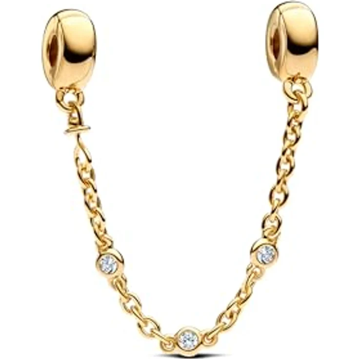PANDORA Moments Komfortkette mit drei klaren Zirkonia-Steinen, Sterling Silber und vergoldeter Metalllegierung, kompatibel mit Moments Armbändern, 763515C01-05 – Bild 4