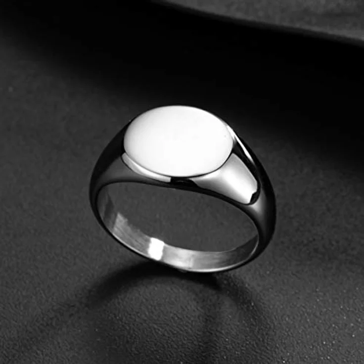 Joliernelle Siegelring Herren Damen, Silber Edelstahl Poliert, Rund Bandring Größe 57, Ringgesichtsdurchmesser 12mm, 90-Tage Garantie – Bild 3