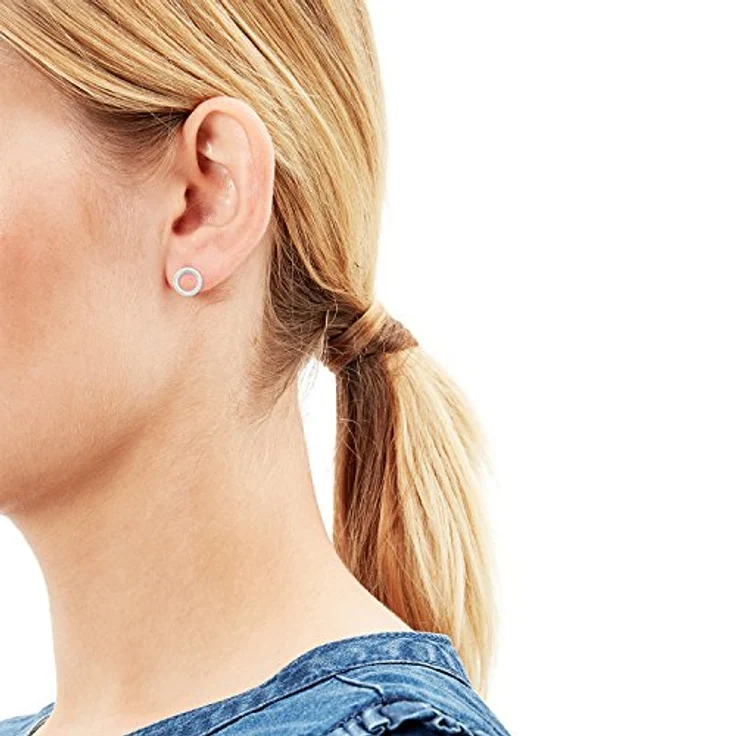 s.Oliver Ohrringe für Damen, Kreisförmige Ohrstecker aus 925 Sterling Silber, Rhodiniert, 8x8 mm, Geschenkbox – Bild 2