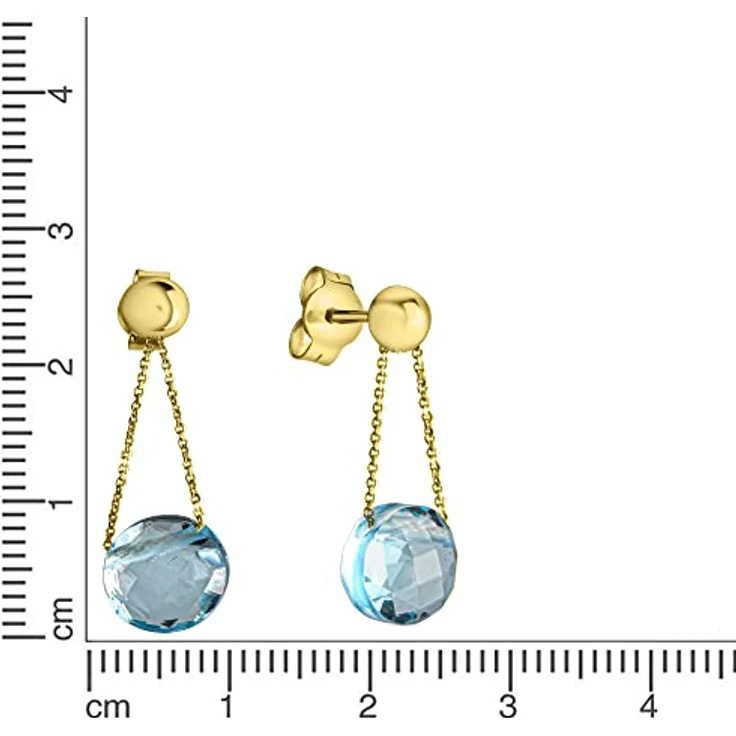 Celesta Damen Ohrringe 375/- Gold, 2,5cm hängend mit glänzendem Blautopas, Geschenk im Etui – Bild 2