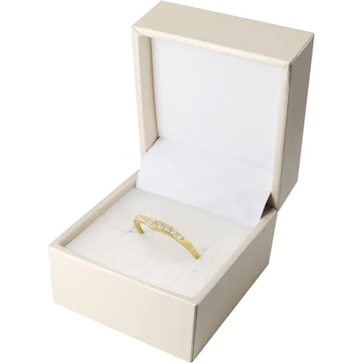 GLIZZ Damenring Gold 333/8K, zierliches Schmuckstück mit 9 Zirkonia, V-förmiges Design, Ringgröße 50/15,9 – Bild 5