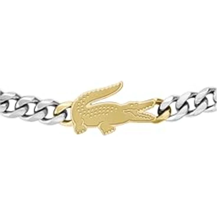 Lacoste Gliederarmband Arthor, Herren-Armband aus zwei-farbigem Edelstahl mit Krokodil-Charm, Innendurchmesser 190 mm, goldene Details, Karabinerverschluss – Bild 2
