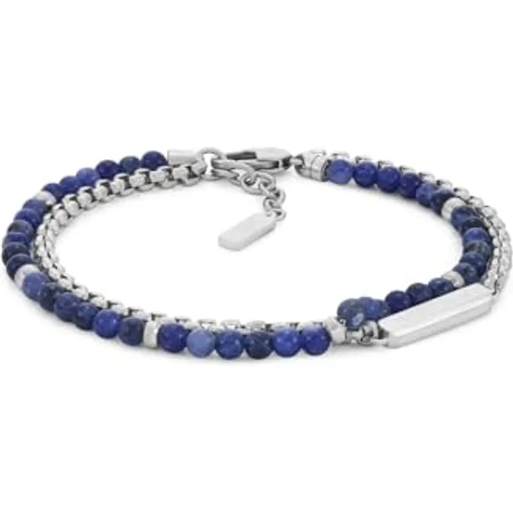 Emporio Armani Herren Edelstahlarmband EGS3323040, silberfarben, matt mit Karabinerverschluss, 203 mm Länge