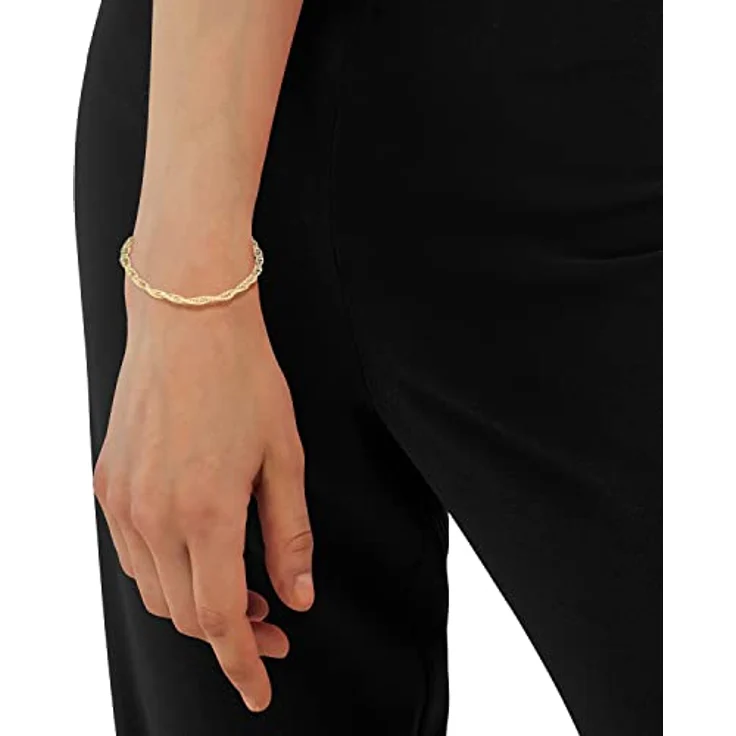 Amor Damen Armband 375er Gold, 19 cm, Kordelkette mit Karabinerverschluss, 3,7 mm, Schmuck Geschenk Box, 2014488 – Bild 2