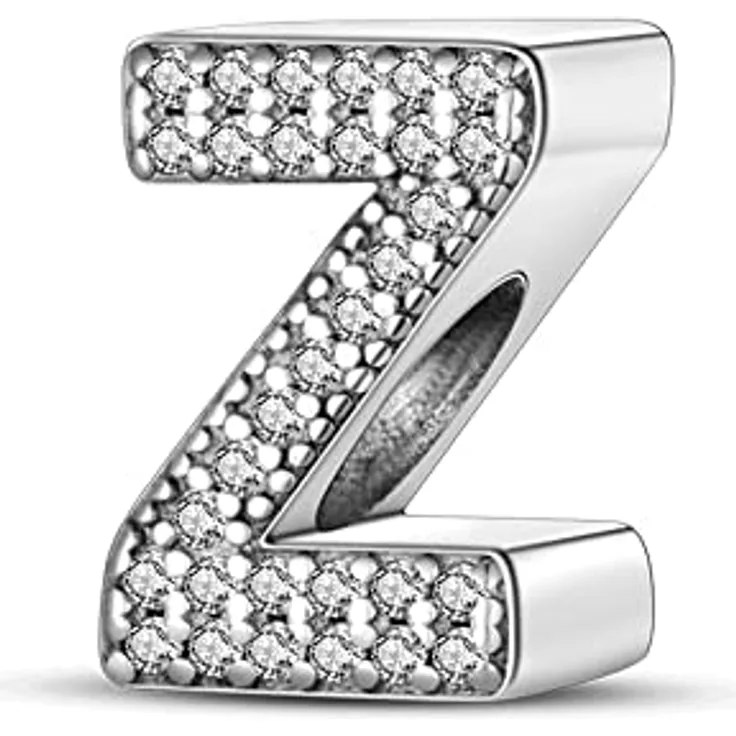 Pandach Charm Anhänger Buchstabe aus 925 Sterling Silber, kompatibel mit europäischen Armbändern und Halsketten für Frauen und Mädchen